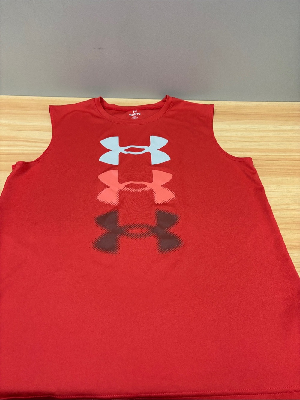 Under Armour Boys’ Red Sleeveless Training Tank with Gradient Logo